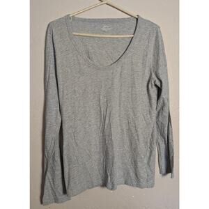 J.Crew Vintage Cotton XL Long Sleeve Shirt Gray Tshirt Scoop Neck Basic